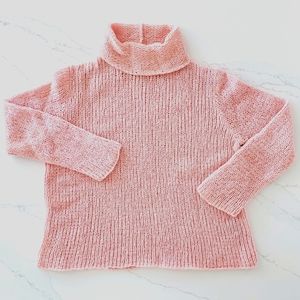 2XL Eileen Fisher Woman pink merino wool chunky knit turtleneck sweater